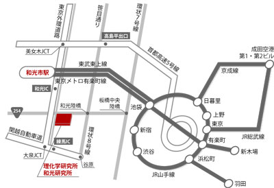 理研までの公共交通機関の地図