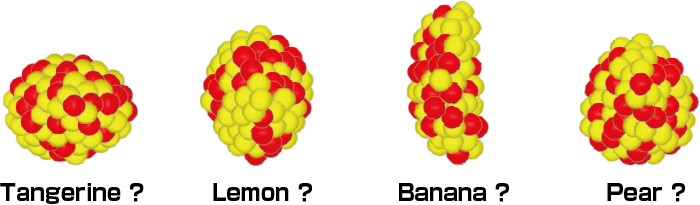 Various forms of nuclei:Tangerin? lemon? banana? pear?